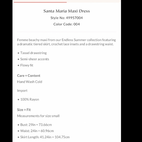 Free People Santa Maria Maxi Dress Ocean Pearl Size M - Picture 4 of 6